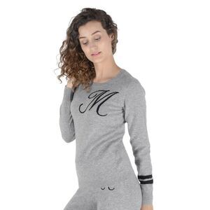 Dee Ocleppo Cashmere Sweater Minitial Long Sleeve Women Grey Sweaters